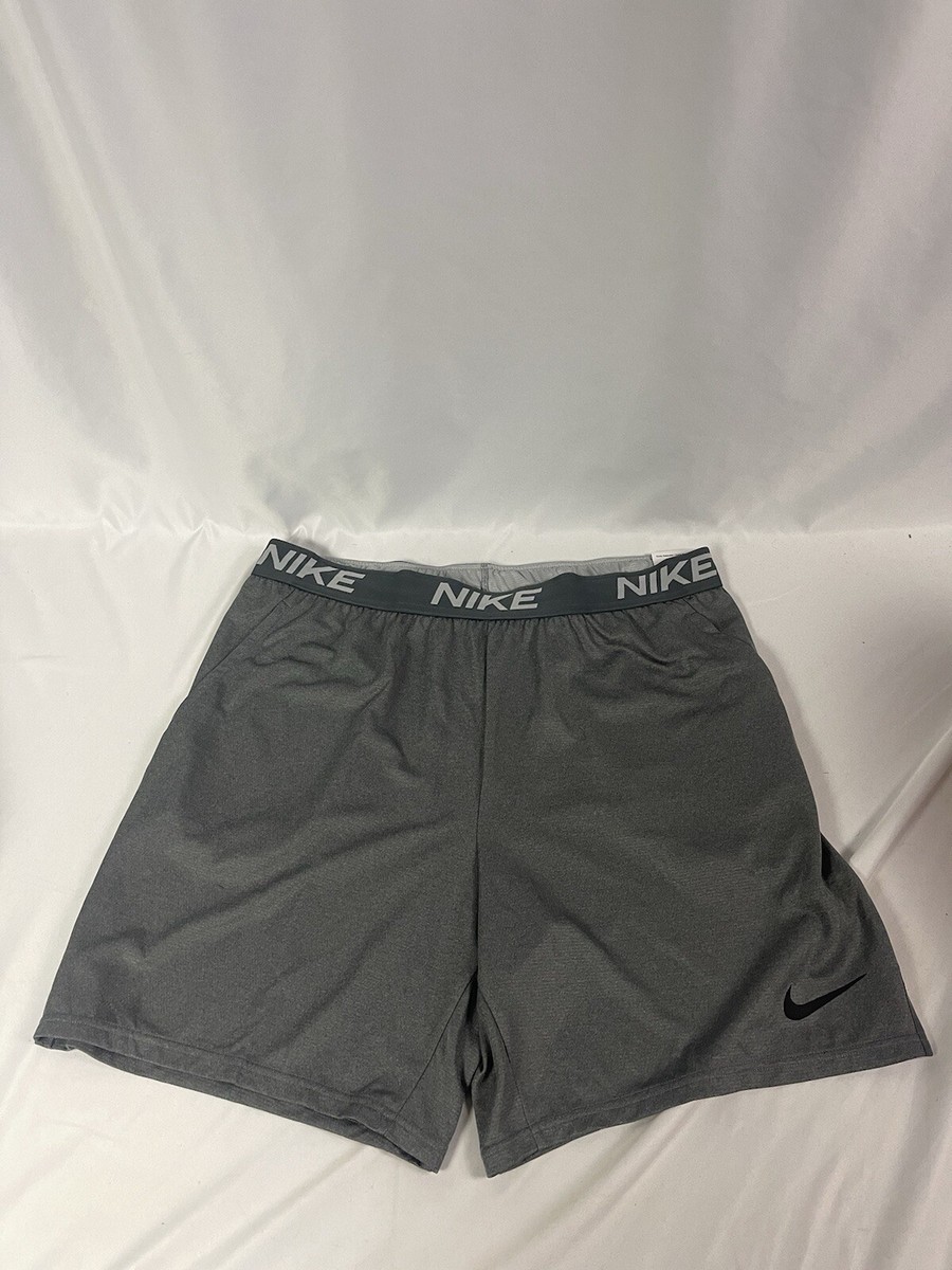 Nike 8” Dri Fit Knit Veneer Grey Training Shorts CZ1265-068 Men's