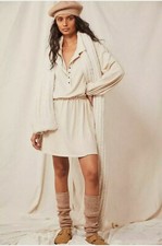 Free People Matilda Linen Blend Mini Dress, Ivory, Small, RRP $128