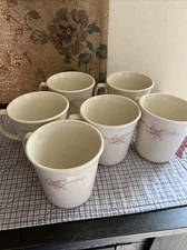 Lot of 6 ENGLISH BREAKFAST ROSE Mug Cup Corning Corelle USA 8 Oz. 1994 Pink