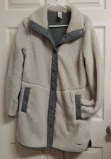 L.L. BEAN Women's Gray/Fleece Car Coat-MED Regular-Cozy-Lightweight