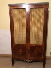 Bibliothèque/ armoire/vitrine ancienne, entre-deux, bois de rose, marbre, TBEtat