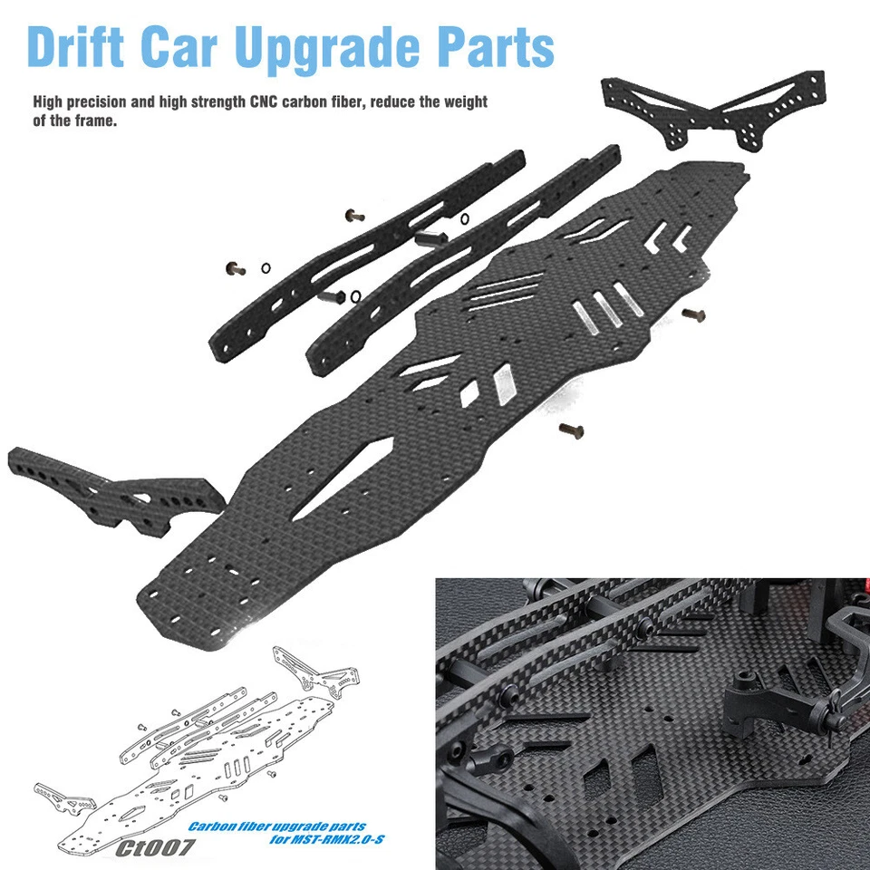 1:10 Drift Car Carbon Fiber Chassis Upgrade Kit for MST RMX 2.0S - Image 3 of 4
