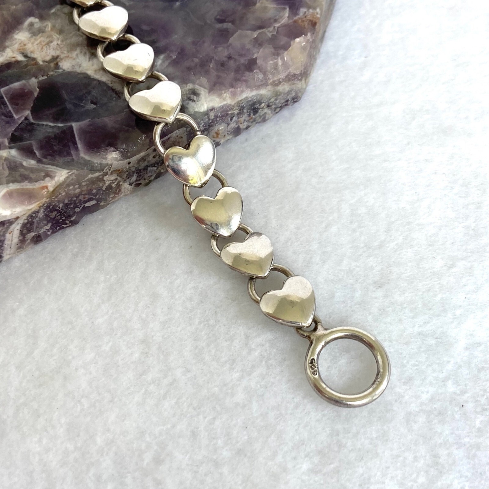 Solid Sterling Silver 925 Stacking Heart Link Tog… - image 17