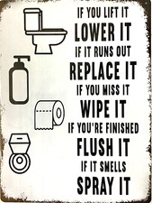 FREE SHIPPING BUY or make OFFER B4 its SOLD Toilet rules funny 12x16 TIN SIGN