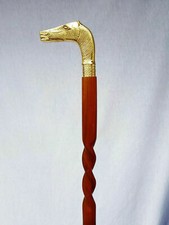 Brass Horse Head Designer Victorian Handle Antique Wooden Walking Stick Cane 36"