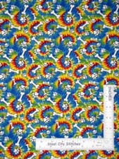 Dog Paw Print Pawprints on Tie Dye Pattern Cotton Fabric By The Yard