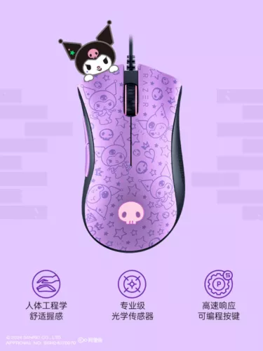 Razer x Sanrio Kuromi DeathAdder Gaming Mouse and Mouse Pad Combo - Picture 3 of 4