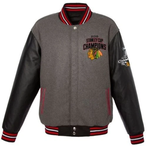 Chaqueta reversible de lana Chicago Blackhawks 6 veces Stanley Cup Champions diseño JHD Foto 2 de 4