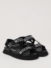 Moschino Black Logo Strap Platform Sandals Size 37 / US 7 or 7.5 w/ Box