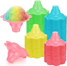60 Pieces 4 oz Colorful Flower Shaved Ice Cups Plastic Snow Cone Cups Small Leak