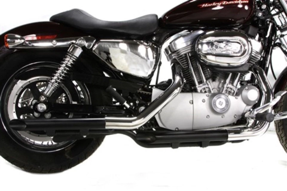 Silenciadores deslizables negros V-Twin 30-0743 estilo tubo de arrastre de 2" para 04-13 Sportster Foto 3 de 4
