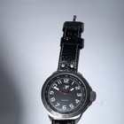 JF Men's Quartz Analog Watch 100m Black Arabic Dial Black Leather Strap 45mm — photo 1