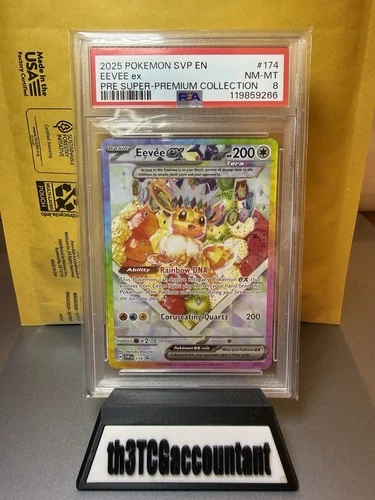 Pokémon TCG Eevee 174 Prismatic Evolutions Super Premium Collection Promo PSA 8