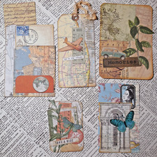 Handmade Ephemera Junk Journal Supplies Mixed Media Scrapbook Travel Theme L6