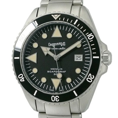 EBERHARD Diver's Scafograph Black Automatic Used Watch Men's