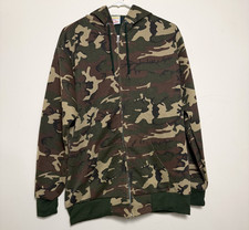 Vintage 90s Gearing Up Woodland Camo Zip Up Hoodie Mens Large - Military Style