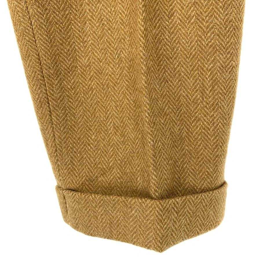 J. Crew Cafe Capri Wool Pants Womens Size 8P Tan Herringbone Cuffed  - Image 4 of 4