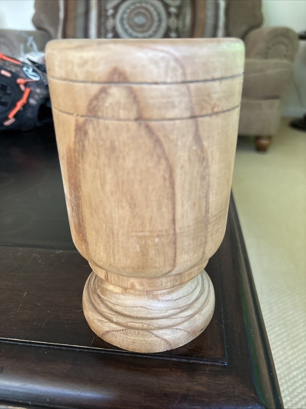 Vintage Wooden Mortar Bowl Cup No Pestle Pharmacy Or Kitchen Rustic Primitive