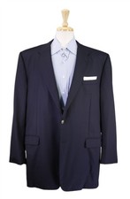 Hickey Freeman Navy Blue Metal Button Wool Blazer Jacket 48L