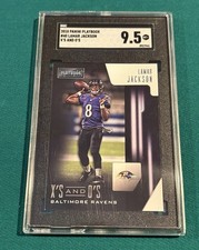 2018 Panini Playbook #40 Lamar Jackson X's and O's Rookie Card RC SGC 9.5 Ravens. rookie card picture