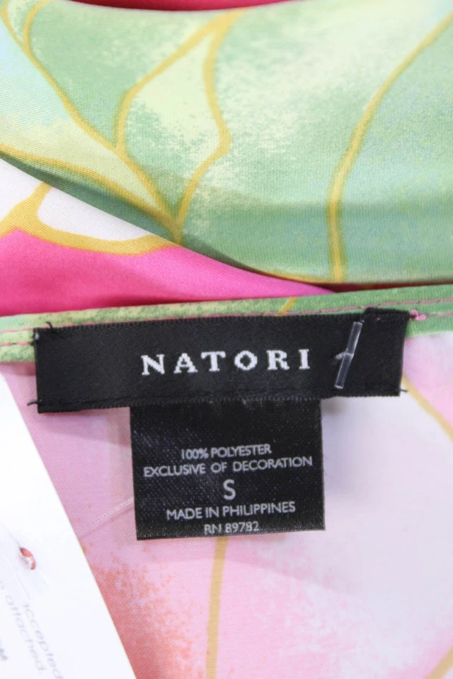 Vestido para dormir Natori para mujer floral con cuello en V manga gorra rosa talla pequeña Foto 4 de 4