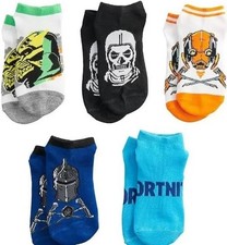 Fortnite No Show Socks 5 Pack Boys Lot Officially Licensed M/L Shoe Size 4-10