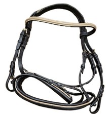 NEW Patent English Leather  SNAFFLE BRIDLE Full Brown Brass Fittings  (14) B5