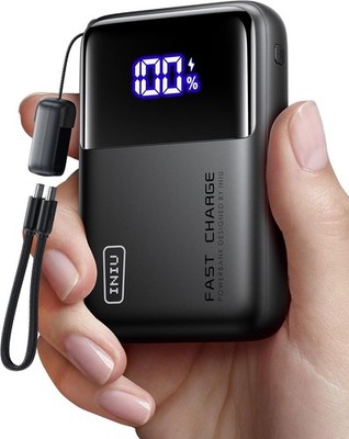 INIU 20000mAh Laptop Power Bank, Ultra Compact 45W PD Dual Mini Size, Black