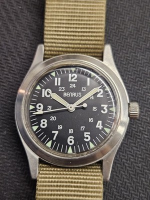 Vintage 90's Benrus MIL-W-46374 Field Reissue Watch 33mm Excellent