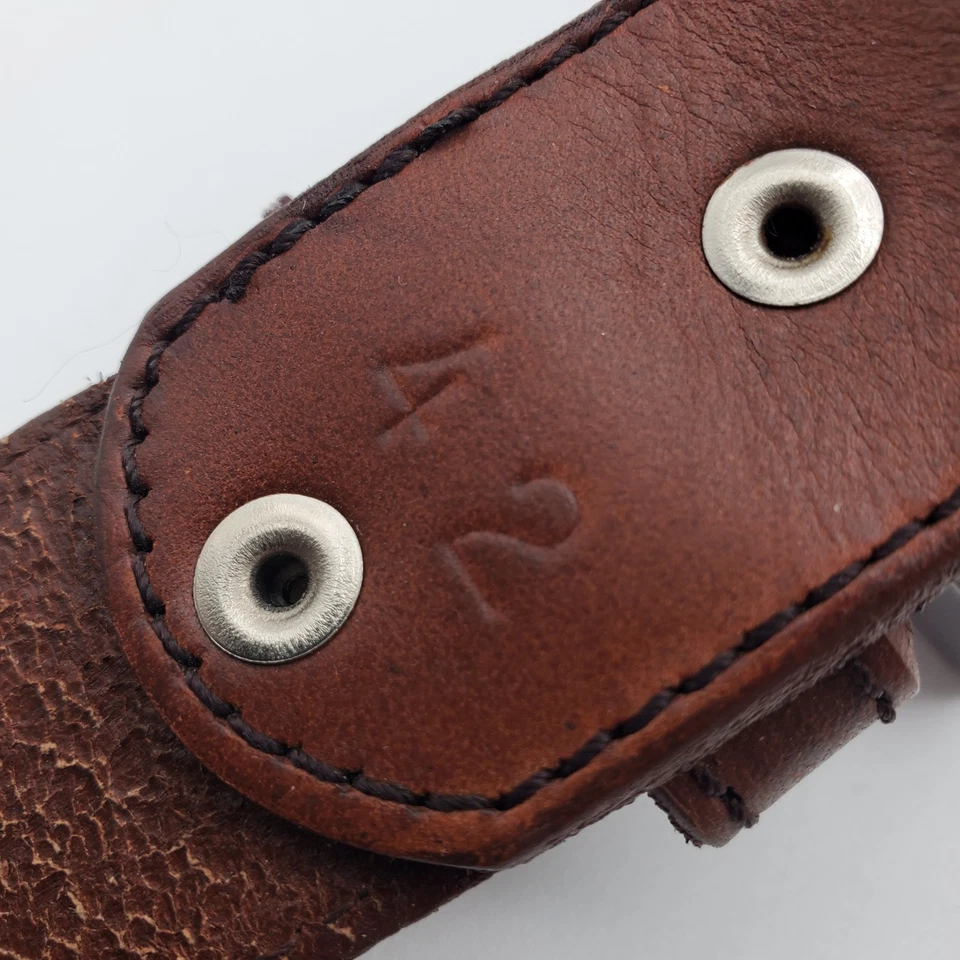 Cinturón Western 42 Marrón Cuero Tooled Tono Plateado Concho Algunas Puntadas Sueltas Foto 4 de 4