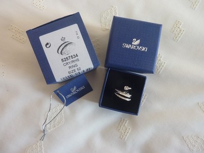 ORIGINAL SWAROVSKI RING FRESH SPIRAL RHODINIERT & KLAR KRISTALL GRÖSSE 52 NEU IN OVP