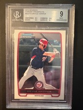 Bryce Harper 2012 Bowman Chrome Rookie Card Beckett 9 Mint Washington Nationals. rookie card picture
