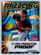 2024 Leaf Vivid Baseball Proof #1/1 Chase Petty Dazzling Performers