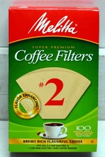 New Melitta Super Premium Coffee Filters #2 - 100 Natural Brown Cone Filters