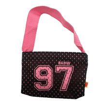 Build A Bear Tote Pink Black Canvas Jersey 97 BABW Messenger Bag Teddy Handbag