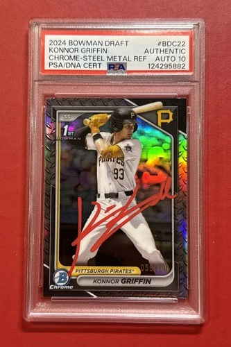 2024 Bowman Draft Chrome KONNOR GRIFFIN Metal STEEL Refractor AUTO PSA 10 /100