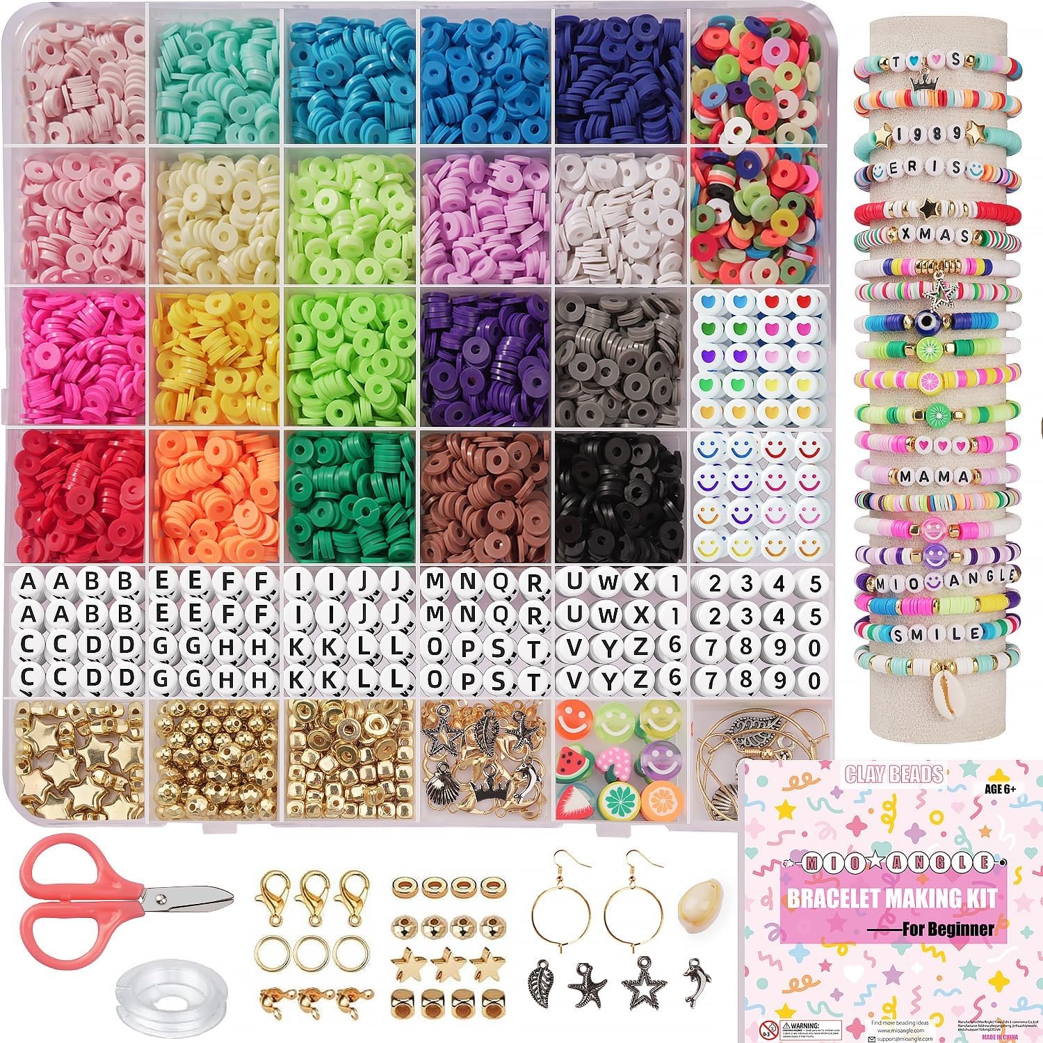 Mio Angle Bracelet Making Kit with 5000Pcs Preppy Polymer Beads for Beginners