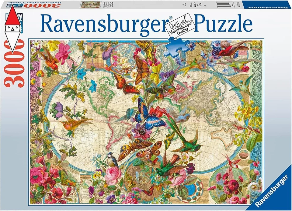 PUZZLE OGGETTI RAVENSBURGER MAPPAMONDO FLORA FAUNA 3000 PZ - Immagine 3 di 3