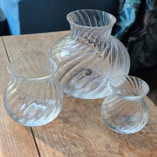 Dartington Glass Crystal Ripple "Cosa Nostra" Set of 3 Vases by Frank Thrower