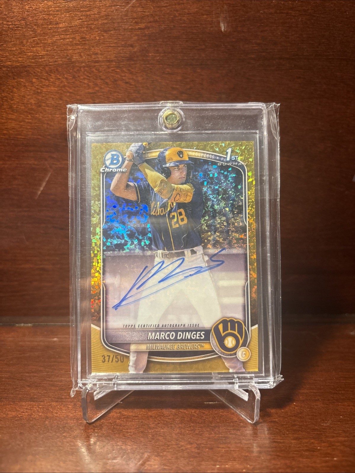 2025 Bowman Chrome - Marco Dinges Gold Mini-Diamond Autograph 37/50 #CPA-MD