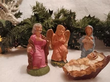 4 Piece Small Nativity Figureine Set. Stamped ITALY. Vintage