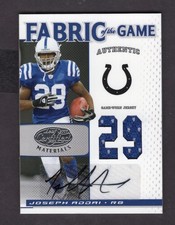 JOSEPH ADDAI 2007 DONRUSS FABRIC OF THE GAME  ROOKIE JERSEY AUTO MINT CONDITION