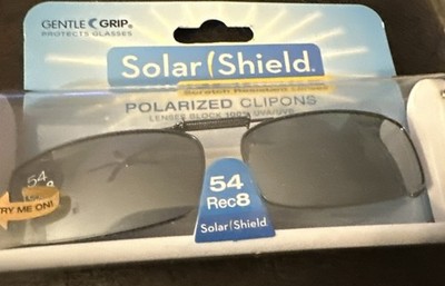 Solar Shield Polarized Clip-Ons Gunmetal 100% UVA/UVB 54 / Rec8 Gray Lenses