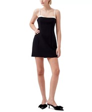 French Connection Azra Corset Strap Mini Dress Women's 4 Blackout/Classic Cream