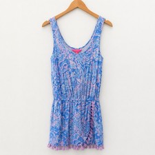 LILLY PULITZER Jarrett Romper XS Boca Blue Sea What I Sea Purple Beach Resort