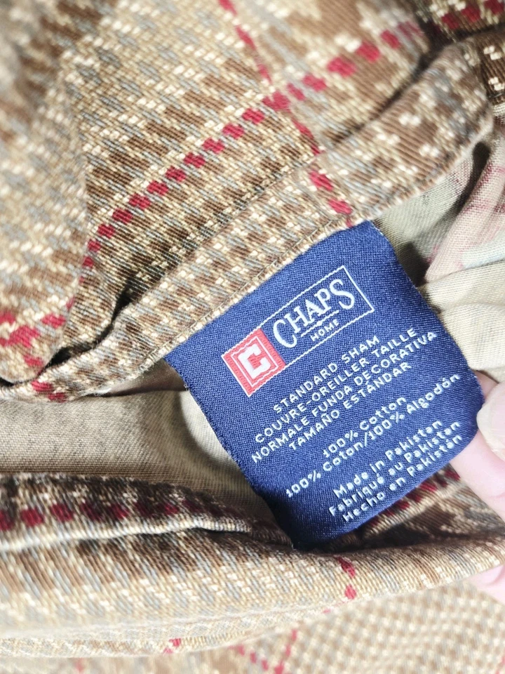 Ralph Lauren Chaps Summerton 标准枕套 2 件套红色花卉千鸟格 — 第 4/4 张图片