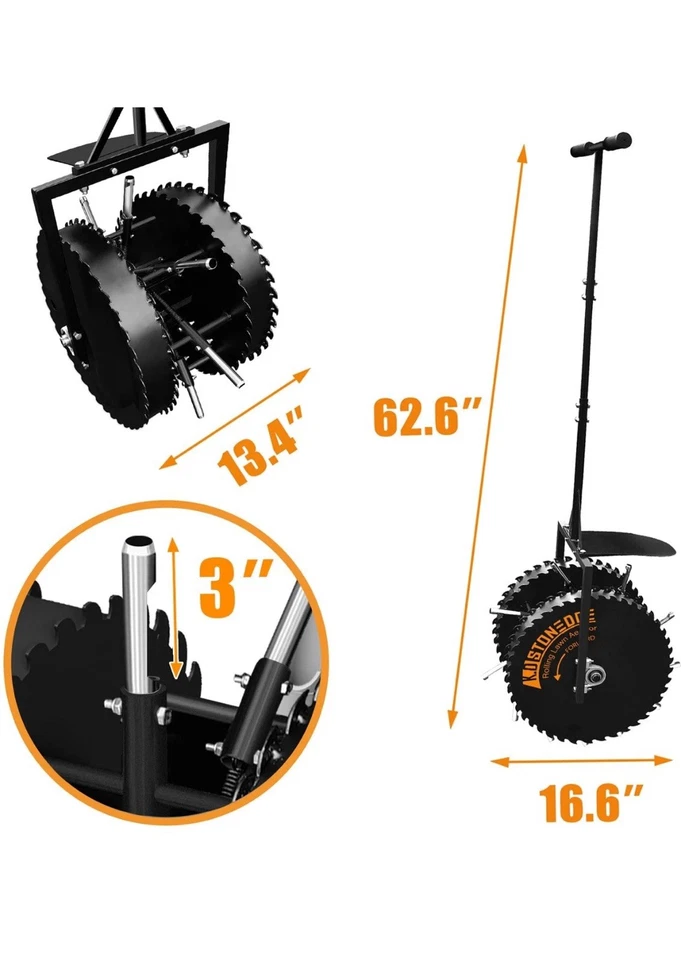 Patented Rolling Lawn Coring Aerator Yard Grass Pulling Plugs Manual Aeration... - Image 4 of 4