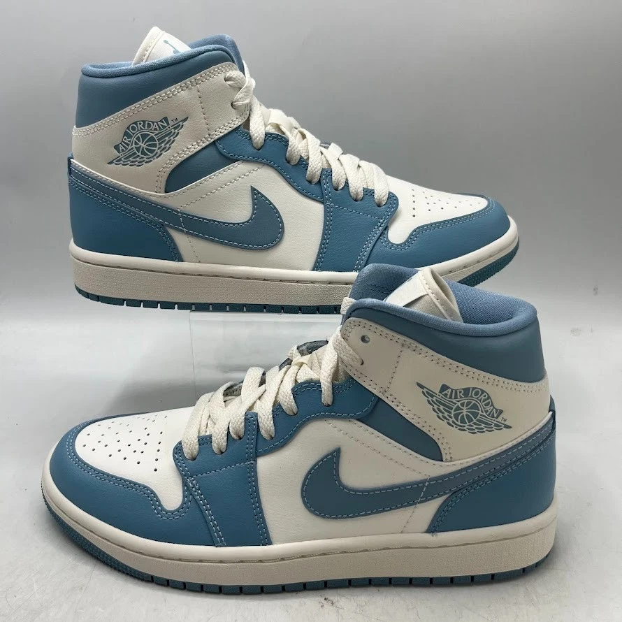 Jordan 1 Mid UNC Sail Worn Blue White Sneakers BQ6472-141 Womens Size 9.5W New - Image 2 of 4