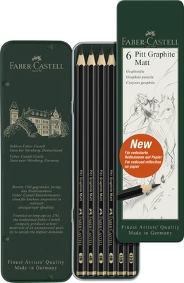 Faber-Castell Pitt Graphite Matte Pencil Set, Metal Tin of 6 Graphite Pencils, S - Bild 1 von 4