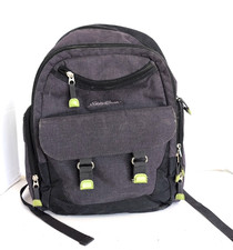 Eddie Bauer Diaper Bag Gray Green Baby Backpack EUC No Changing Pad